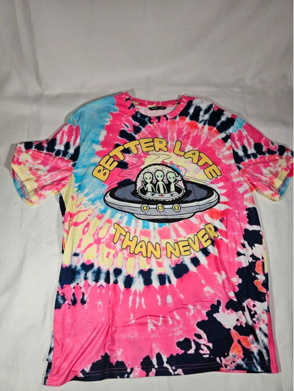 shein better late than never alien UFO tie dye tshirt size XL